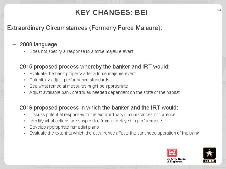 KEY CHANGES: BEI Extraordinary Circumstances (Formerly Force Majeure): – 2008 language • Does not