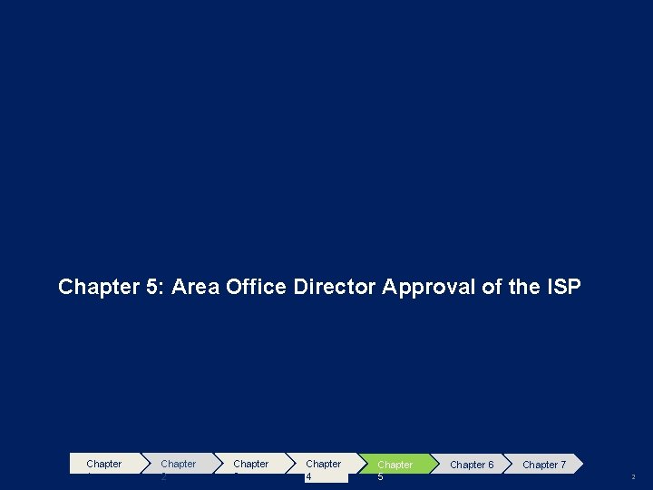 Chapter 5: Area Office Director Approval of the ISP Chapter 1 Chapter 2 Chapter