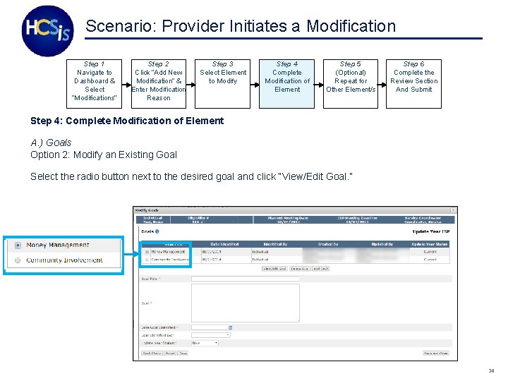 Scenario: Provider Initiates a Modification Step 1 Navigate to Dashboard & Select “Modifications” Step