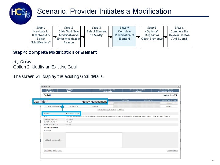 Scenario: Provider Initiates a Modification Step 1 Navigate to Dashboard & Select “Modifications” Step