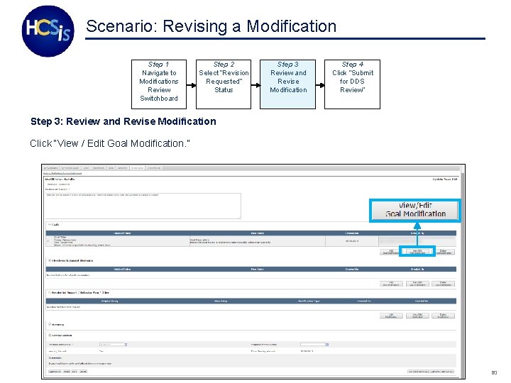 Scenario: Revising a Modification Step 1 Navigate to Modifications Review Switchboard Step 2 Select