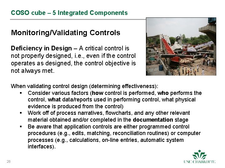 COSO cube – 5 Integrated Components Monitoring/Validating Controls Deficiency in Design – A critical