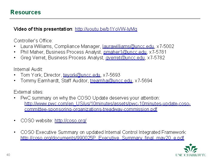 Resources Video of this presentation: http: //youtu. be/b 1 Yo. VW-ly. Mg Controller’s Office:
