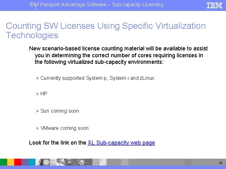 IBM Passport Advantage Software – Sub-capacity Licensing Counting SW Licenses Using Specific Virtualization Technologies