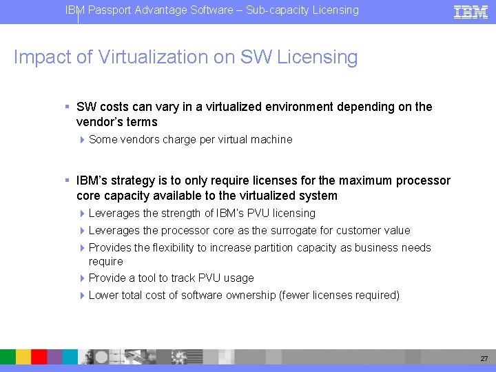 IBM Passport Advantage Software – Sub-capacity Licensing Impact of Virtualization on SW Licensing §