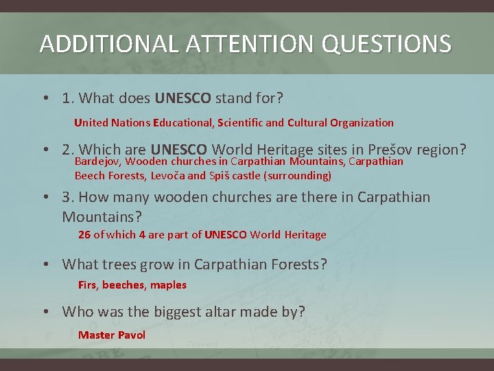 ADDITIONAL ATTENTION QUESTIONS • 1. What does UNESCO stand for? United Nations Educational, Scientific