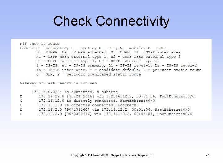 Check Connectivity Copyright 2011 Kenneth M. Chipps Ph. D. www. chipps. com 34 