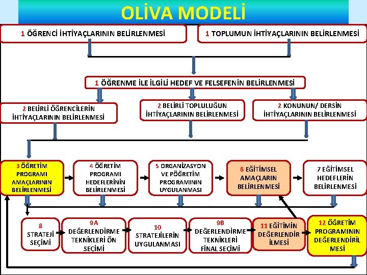 OLİVA MODELİ 1 ÖĞRENCİ İHTİYAÇLARININ BELİRLENMESİ 1 TOPLUMUN İHTİYAÇLARININ BELİRLENMESİ 1 ÖĞRENME İLGİLİ HEDEF