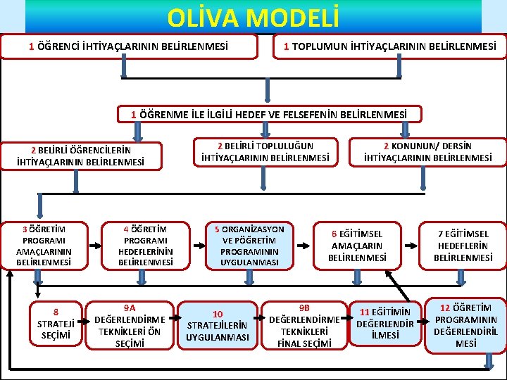 OLİVA MODELİ 1 ÖĞRENCİ İHTİYAÇLARININ BELİRLENMESİ 1 TOPLUMUN İHTİYAÇLARININ BELİRLENMESİ 1 ÖĞRENME İLGİLİ HEDEF