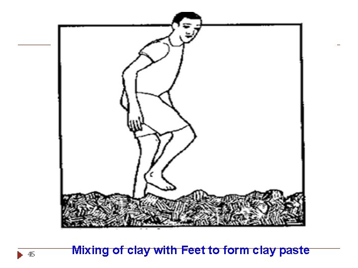 45 Mixing of clay with Feet to form clay paste 