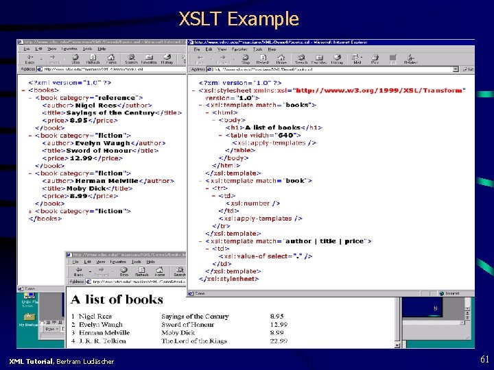 XSLT Example XML Tutorial, Bertram Ludäscher 61 