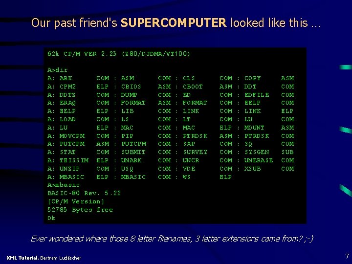 Our past friend's SUPERCOMPUTER looked like this … 62 k CP/M VER 2. 23