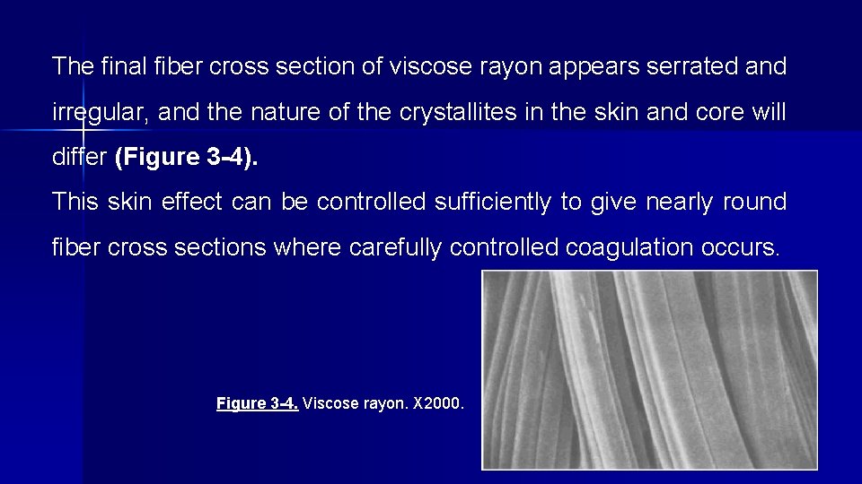 The final fiber cross section of viscose rayon appears serrated and irregular, and the