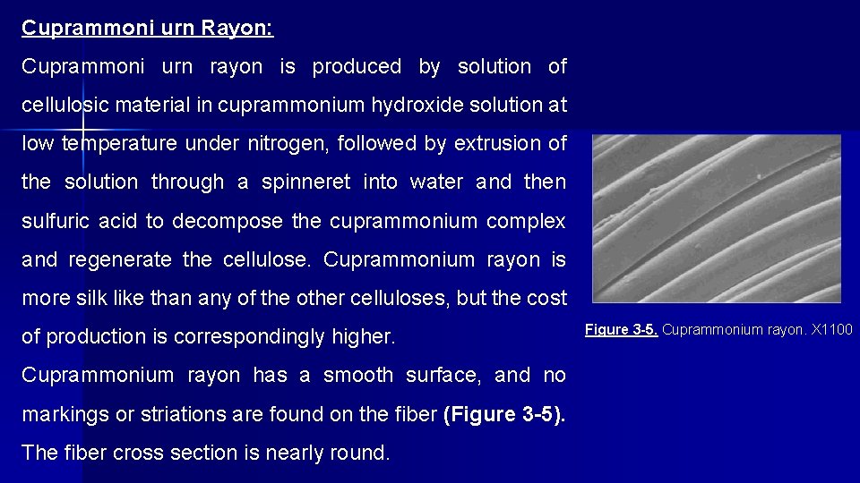Cuprammoni urn Rayon: Cuprammoni urn rayon is produced by solution of cellulosic material in