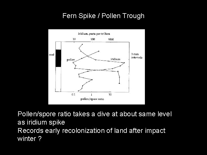 Fern Spike / Pollen Trough Pollen/spore ratio takes a dive at about same level