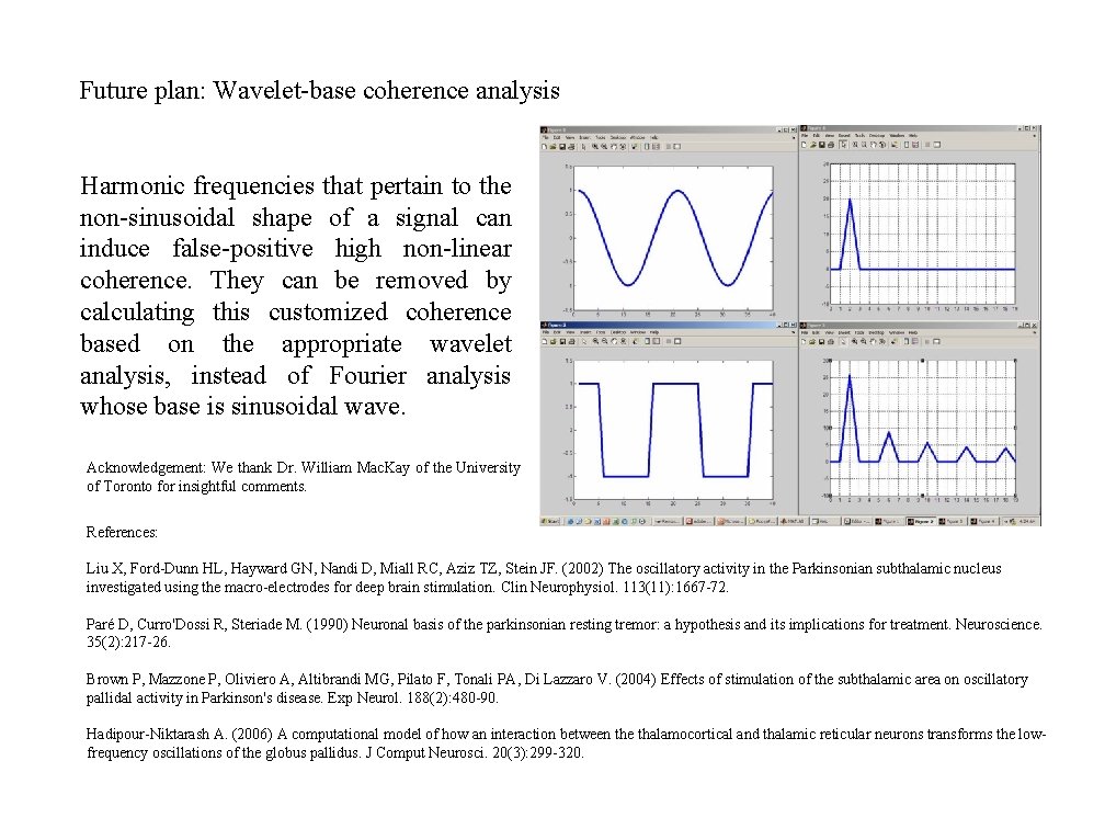 Future plan: Wavelet-base coherence analysis Harmonic frequencies that pertain to the non-sinusoidal shape of