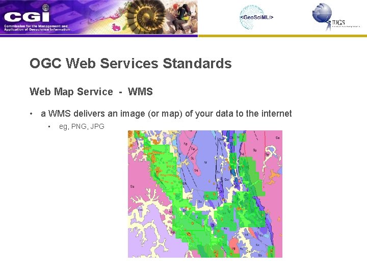 OGC Web Services Standards Web Map Service - WMS • a WMS delivers an