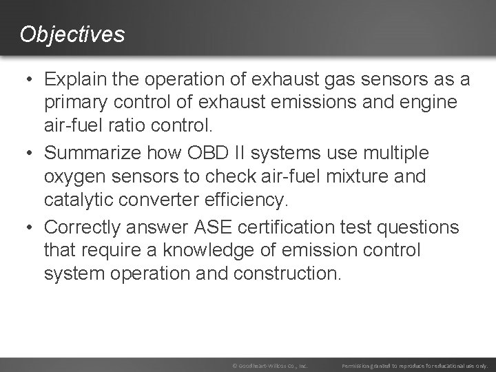 Chapter 51 Emission Control System Technology Objectives After