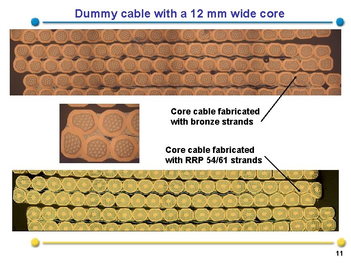 Dummy cable with a 12 mm wide core Core cable fabricated with bronze strands