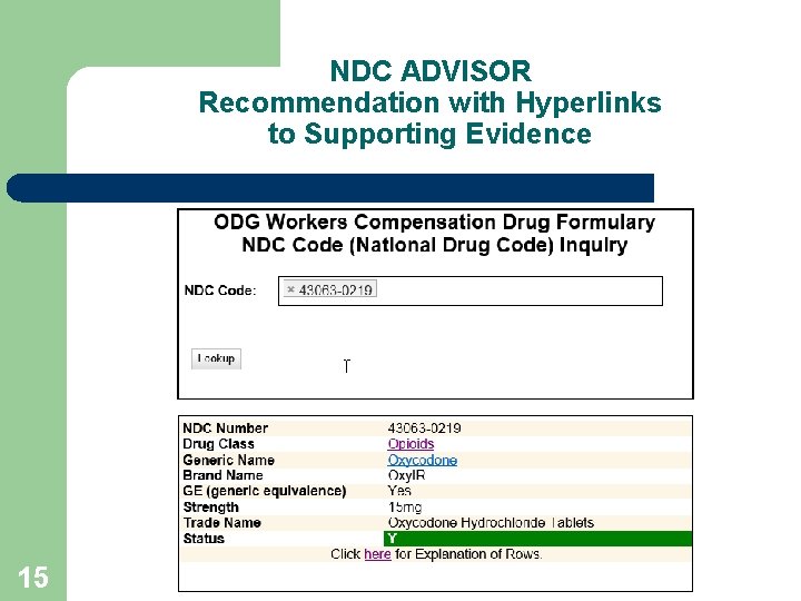 NDC ADVISOR Recommendation with Hyperlinks to Supporting Evidence 15 