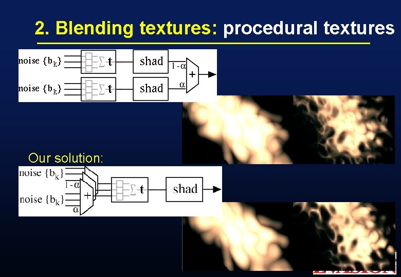 2. Blending textures: procedural textures Our solution: 