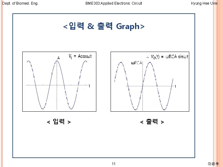 Dept. of Biomed. Eng. BME 303: Applied Electronic Circuit Kyung Hee Univ. <입력 &