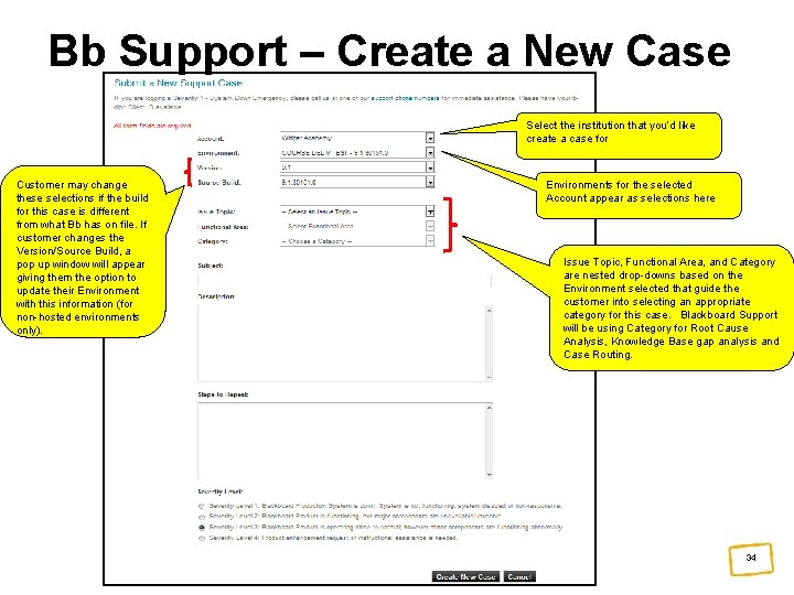 Bb Support – Create a New Case Select the institution that you’d like create
