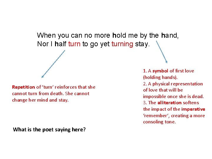 When you can no more hold me by the hand, Nor I half turn When you can no more hold me by the hand, Nor I half turn