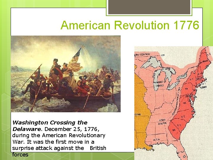 American Revolution 1776 Washington Crossing the Delaware. December 25, 1776, during the American Revolutionary