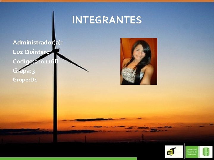INTEGRANTES Administrador(a): Luz Quintero Codigo: 2101168 Grapa: 3 Grupo: D 1 