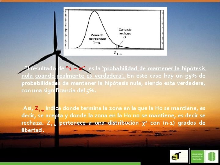  El resultado de “ 1 – α” es la ‘probabilidad de mantener la