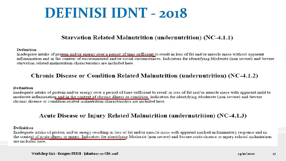 DEFINISI IDNT - 2018 Workshop Gizi - Kongres PERSI - Jakarta 17 -20 Okt