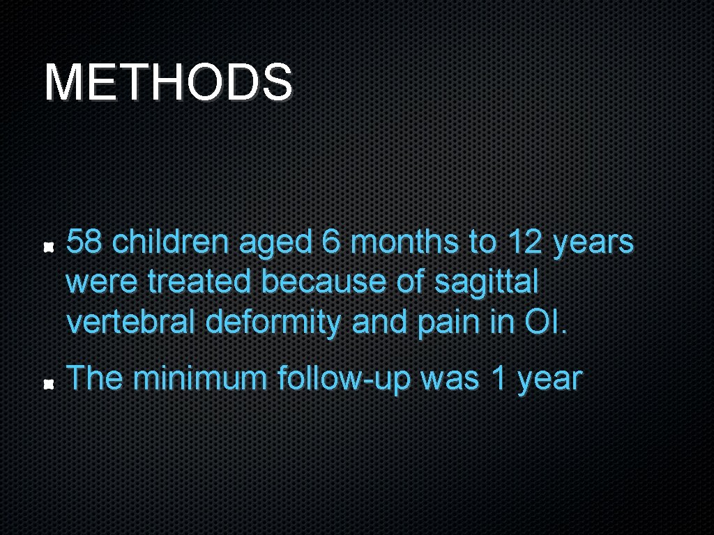 METHODS 58 children aged 6 months to 12 years were treated because of sagittal
