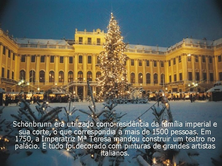 Schönbrunn era utilizado como residência da família imperial e sua corte, o que correspondia