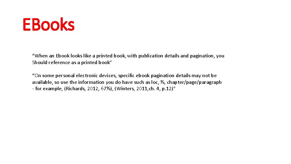 EBooks “When an Ebook looks like a printed book, with publication details and pagination,