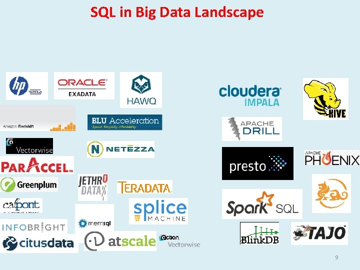 SQL in Big Data Landscape 9 