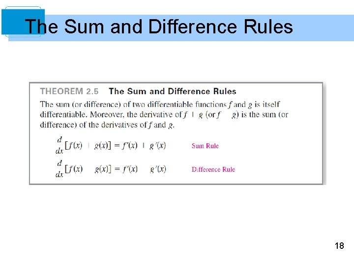 The Sum and Difference Rules 18 