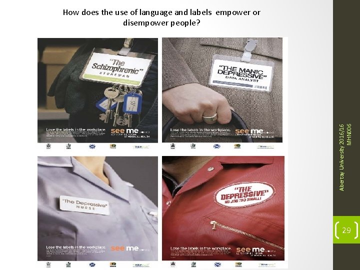 Abertay University 2016/16 MHN 006 How does the use of language and labels empower