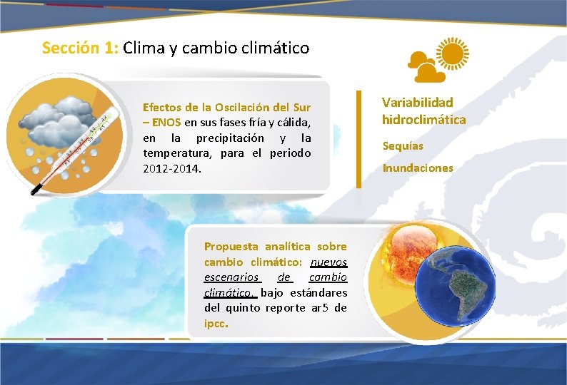 Sección 1: Clima y cambio climático Efectos de la Oscilación del Sur – ENOS