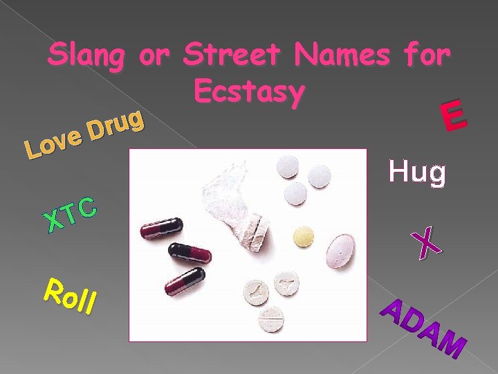 Slang or Street Names for Ecstasy g u r D e Lov C T