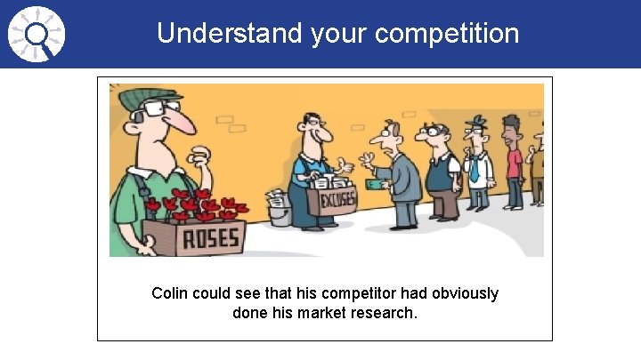 Understand your competition Colin could see that his competitor had obviously done his market