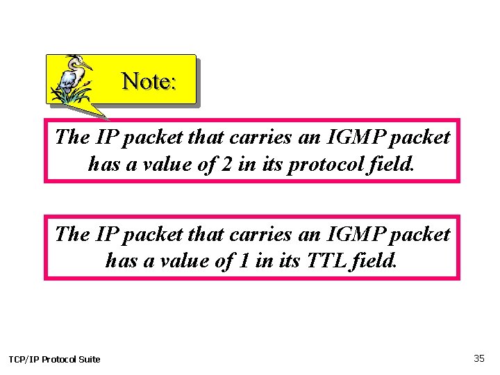 Note: The IP packet that carries an IGMP packet has a value of 2