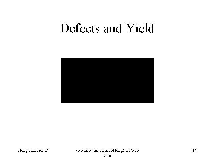 Defects and Yield Hong Xiao, Ph. D. www 2. austin. cc. tx. us/Hong. Xiao/Boo Defects and Yield Hong Xiao, Ph. D. www 2. austin. cc. tx. us/Hong. Xiao/Boo