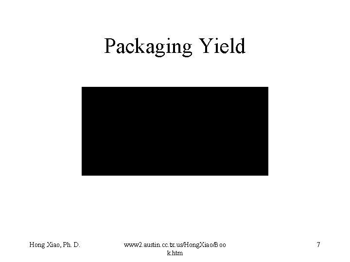 Packaging Yield Hong Xiao, Ph. D. www 2. austin. cc. tx. us/Hong. Xiao/Boo k. Packaging Yield Hong Xiao, Ph. D. www 2. austin. cc. tx. us/Hong. Xiao/Boo k.