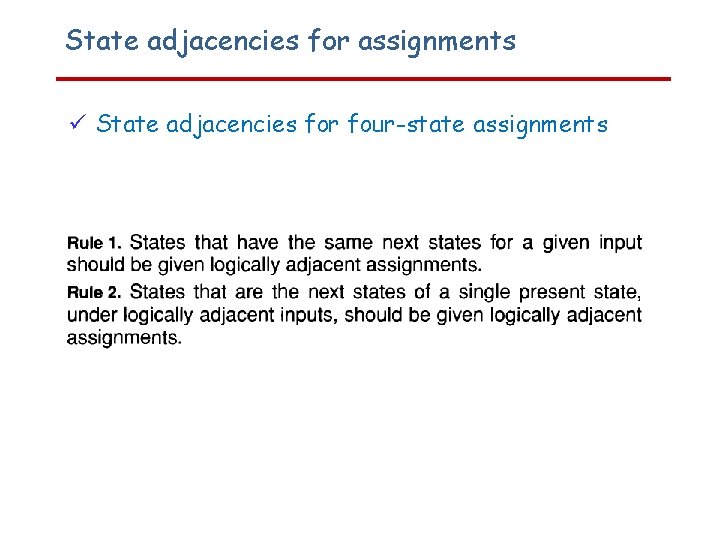 State adjacencies for assignments State adjacencies for four-state assignments 