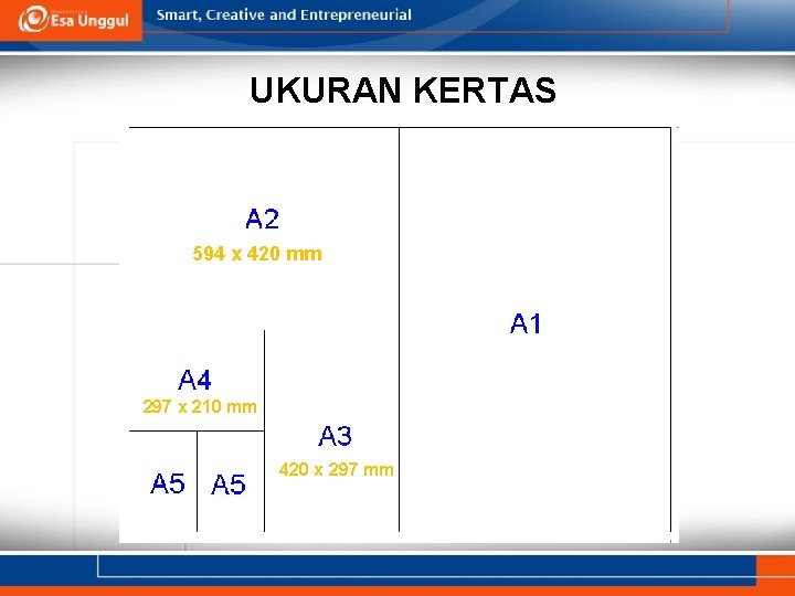 UKURAN KERTAS 594 x 420 mm 297 x 210 mm 420 x 297 mm