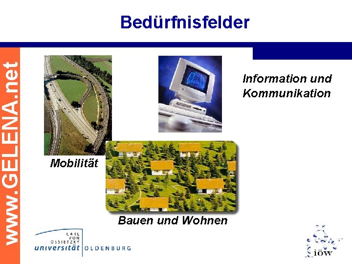 www. GELENA. net Bedürfnisfelder Information und Kommunikation Mobilität Bauen und Wohnen 