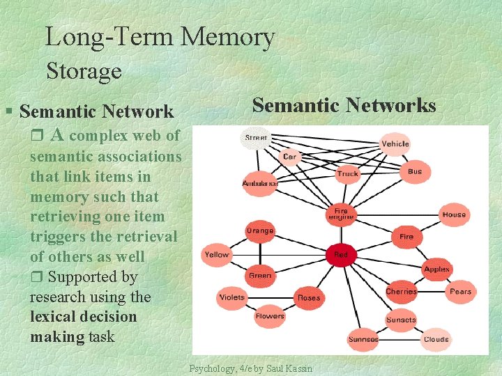 Long-Term Memory Storage § Semantic Network r A complex web of Semantic Networks semantic