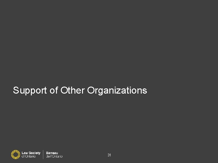 Support of Other Organizations 31 