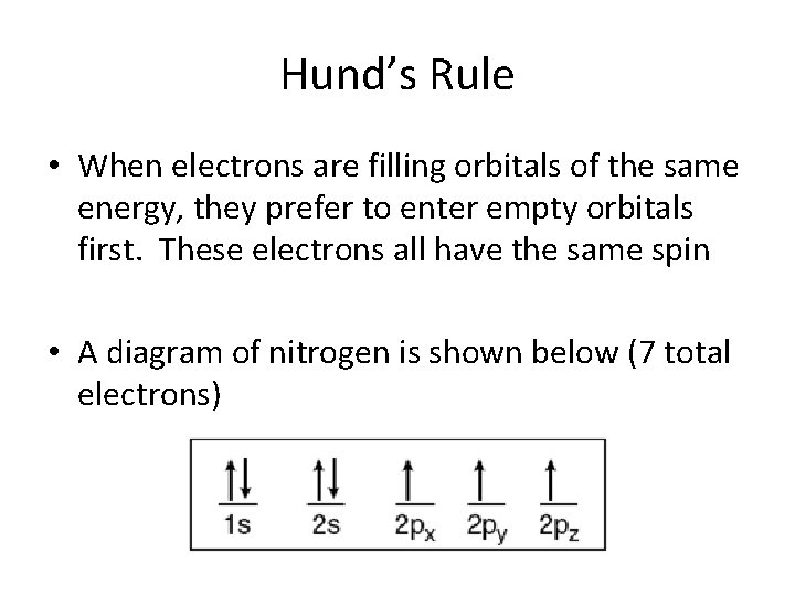 Hund’s Rule • When electrons are filling orbitals of the same energy, they prefer Hund’s Rule • When electrons are filling orbitals of the same energy, they prefer